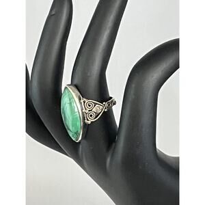 Sterling Silver Malachite Rock Stone Lapidary Ring